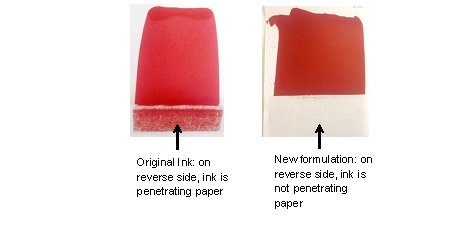 figure of original and new formulation ink on paper