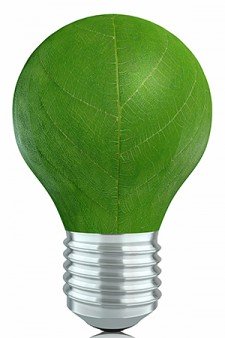 Photo of green light bulb.