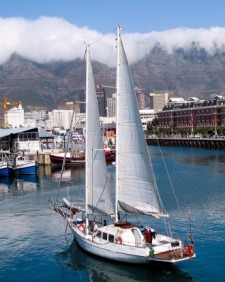Sail boat in the harbor of Cape Town, South Africa