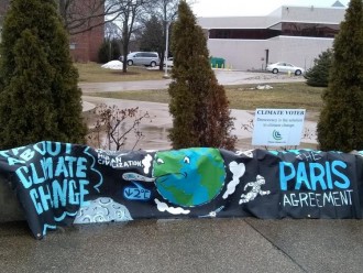 A climate change support flyer on WMU campus.