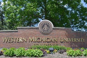 Photo of Western Michigan University entrance sign.