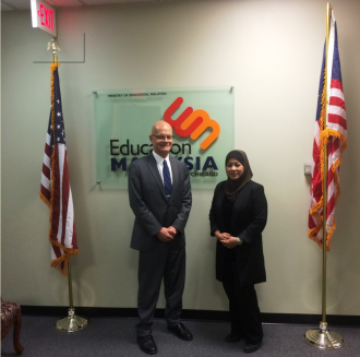 Associate Provost Wolfgang Schlor with an official from Education Malaysia USA