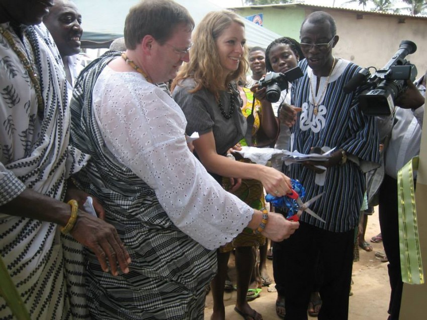 Sean Bashaw at ribbon cutting ceremony in Ghana