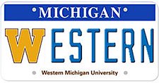 Photo of Western Michigan University license plate.