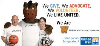 Photo of United Way ad featuring coaches Steve Hawkins and Colleen Munson.
