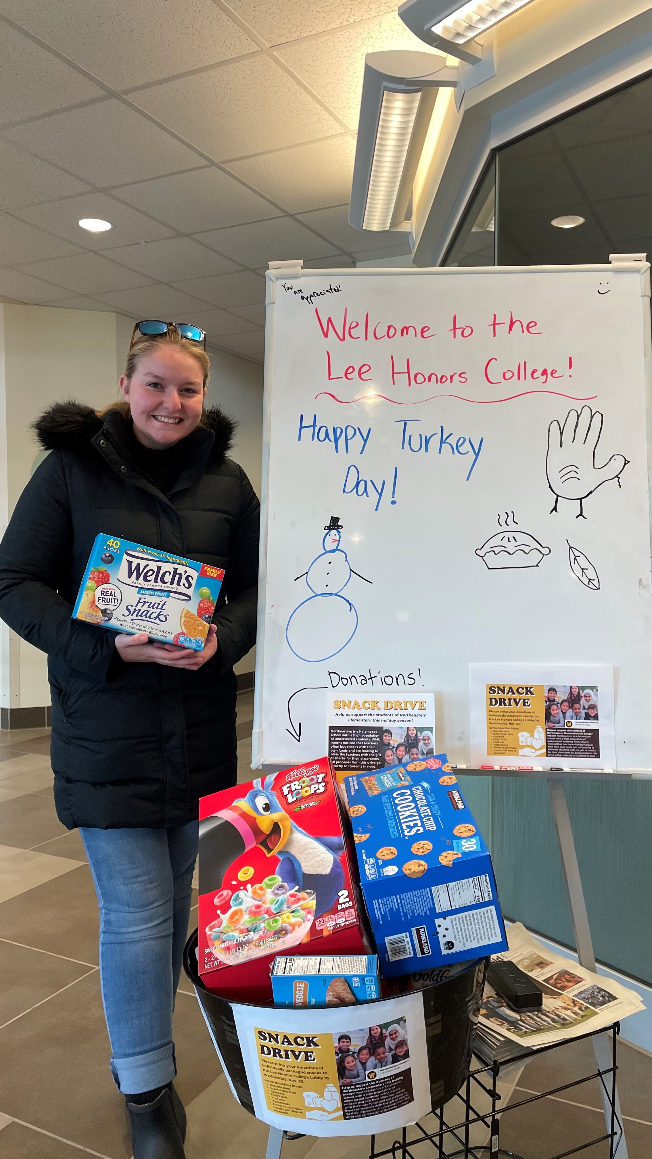 Taylor Lerman collects snacks for underserved children.