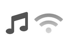 Music note and wifi graphic.