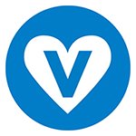 Vegan symbol - blue heart with V