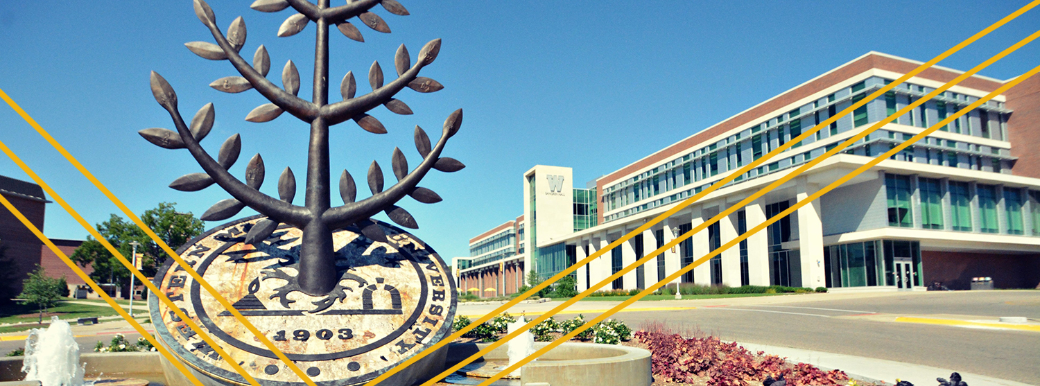 WMU seal in front of Sangren Hall