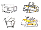 Sketches of cable car designs. 
