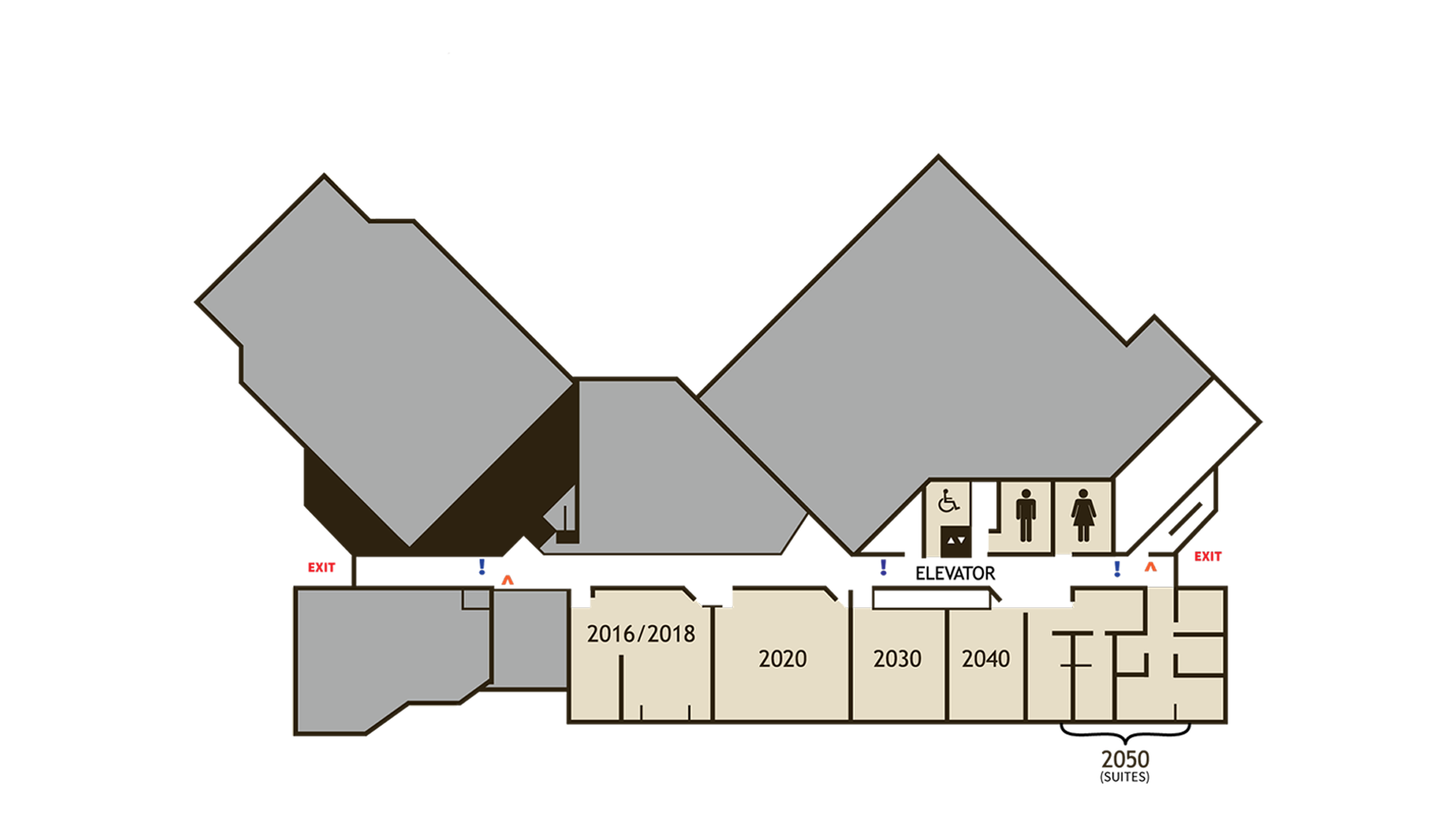 Second floor layout of the Fetzer Center