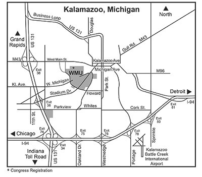 Map showing approaches to Wstern Michigan University.