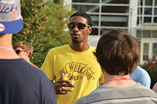fall welcome volunteer helping prospective students