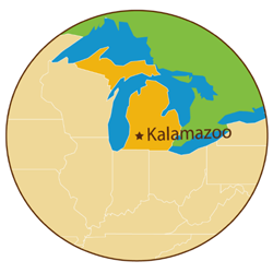 illustration of Kalamazoo location on map