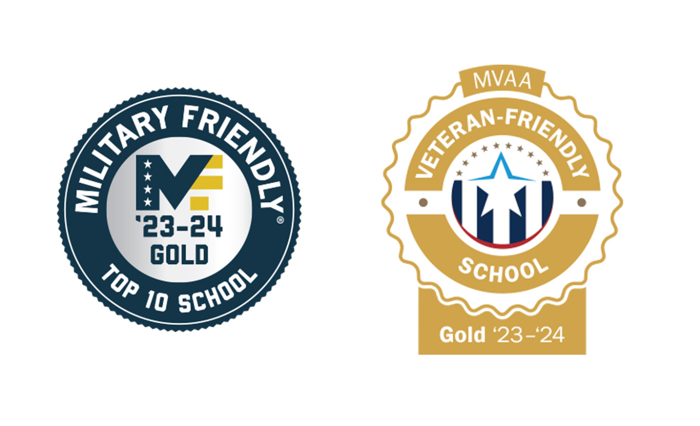Military Friendly Top Ten School Award and Veteran Friendly School Gold Award