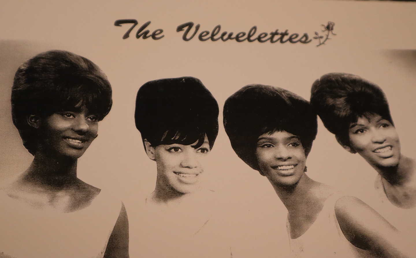 A black and white photo of The Velvelettes.