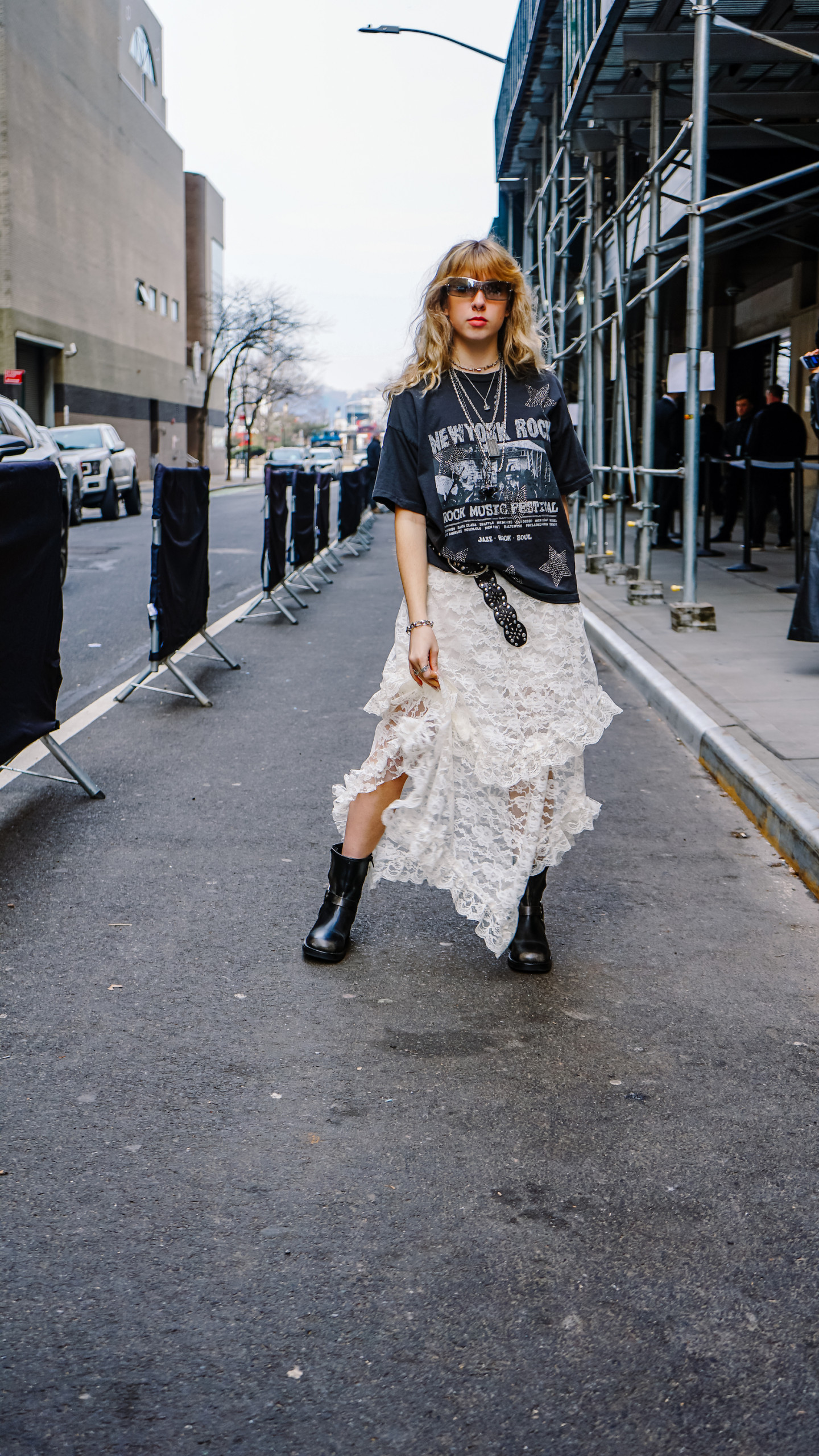 Laura Argentati strikes a pose outside New York Fashion Week festivities.