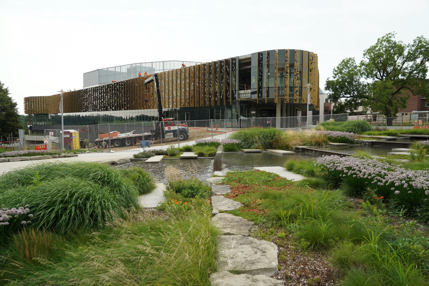 An outdoors photo of the new student center.