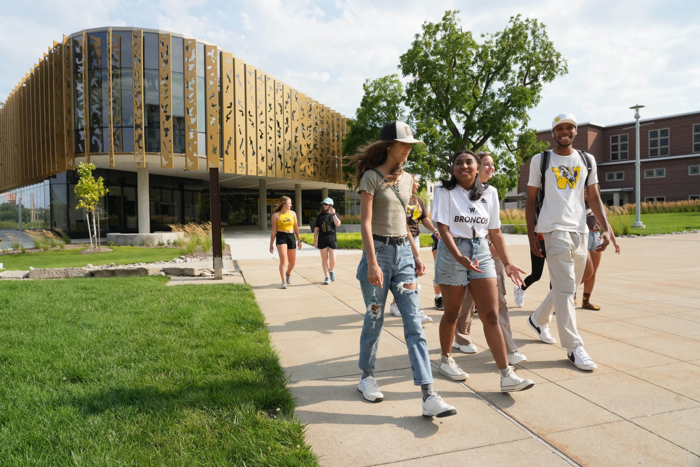 Students walk outside of the new WMU Student Center