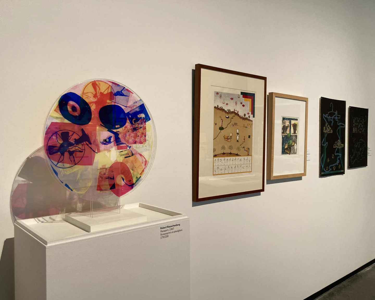 Wprls include  “Passport” by Robert Rauschenberg and the print “Historical Culture” by Jan Voss.