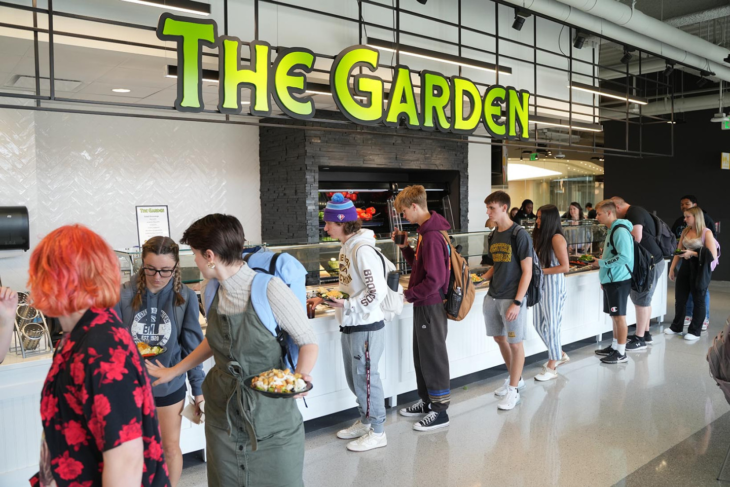 Students in line at The Garden venue at the Student Center 