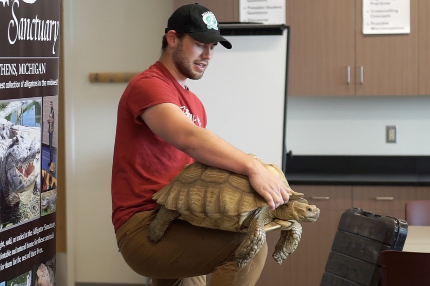 Man holding tortoise 