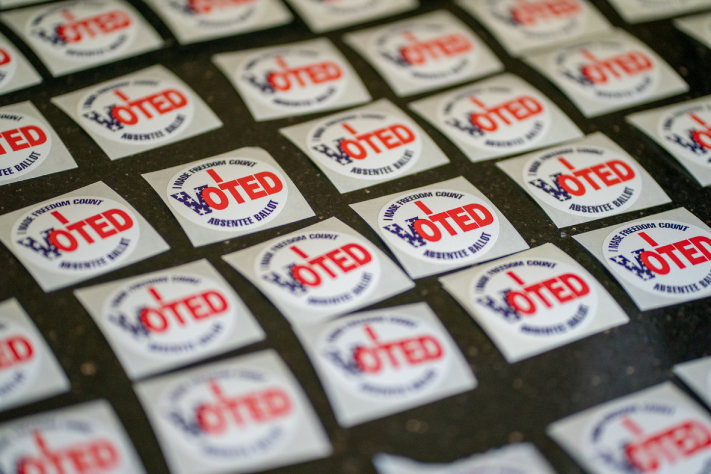 Photo of rows of I Voted stickers