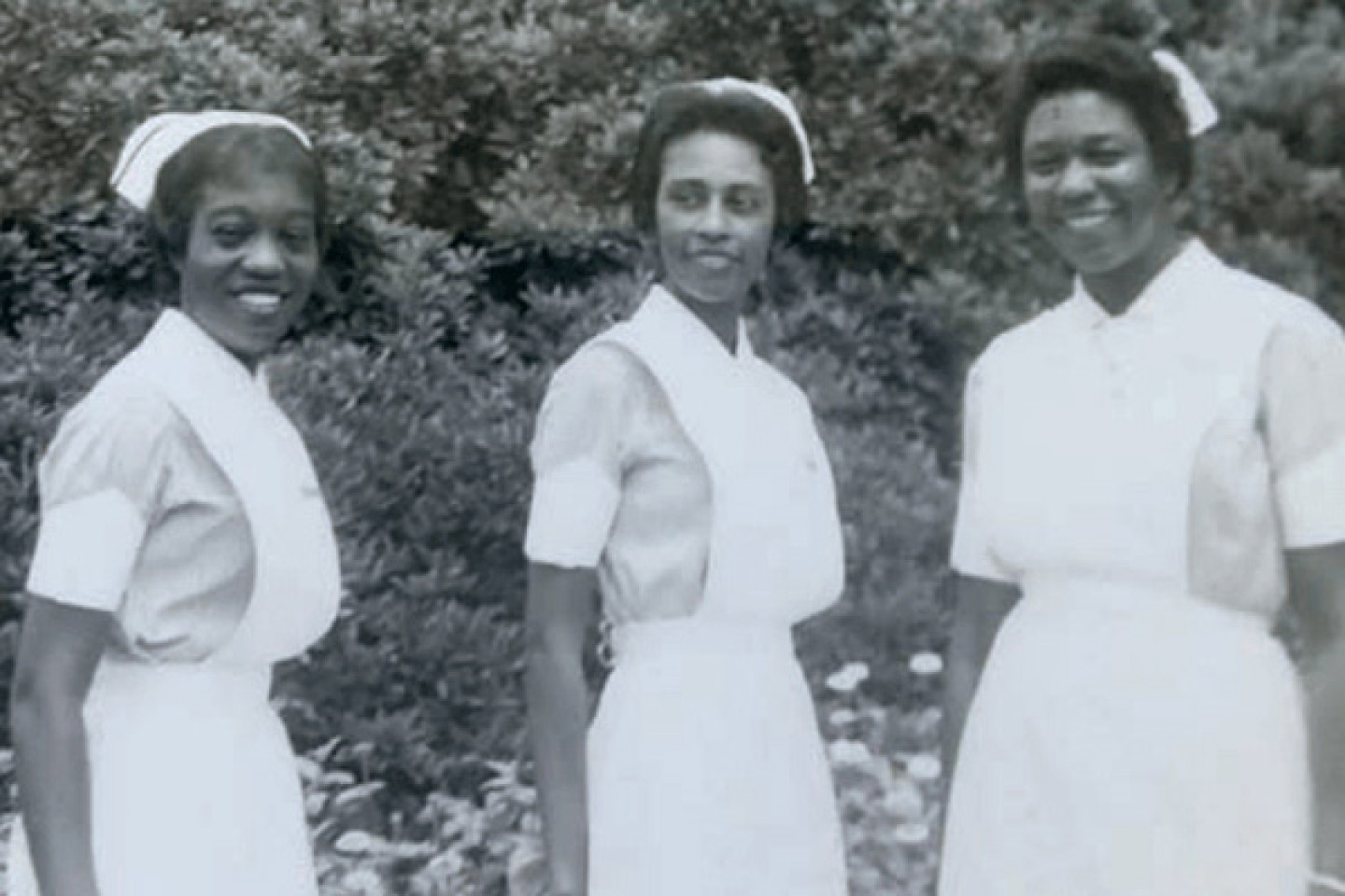 Bernardine Lacey and two classmates at the Gilfoy School of Nursing in 1961