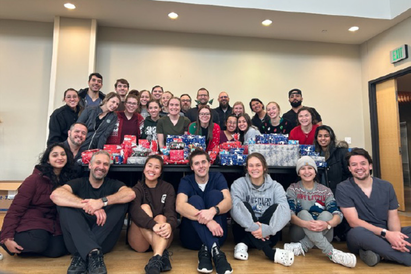 WMU PA students and faculty with the Christmas gifts