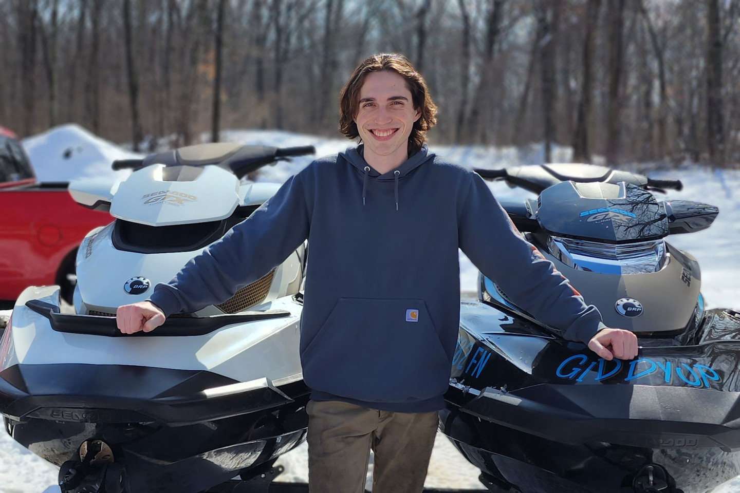 Ryan Ahrens with personal watercraft inventory