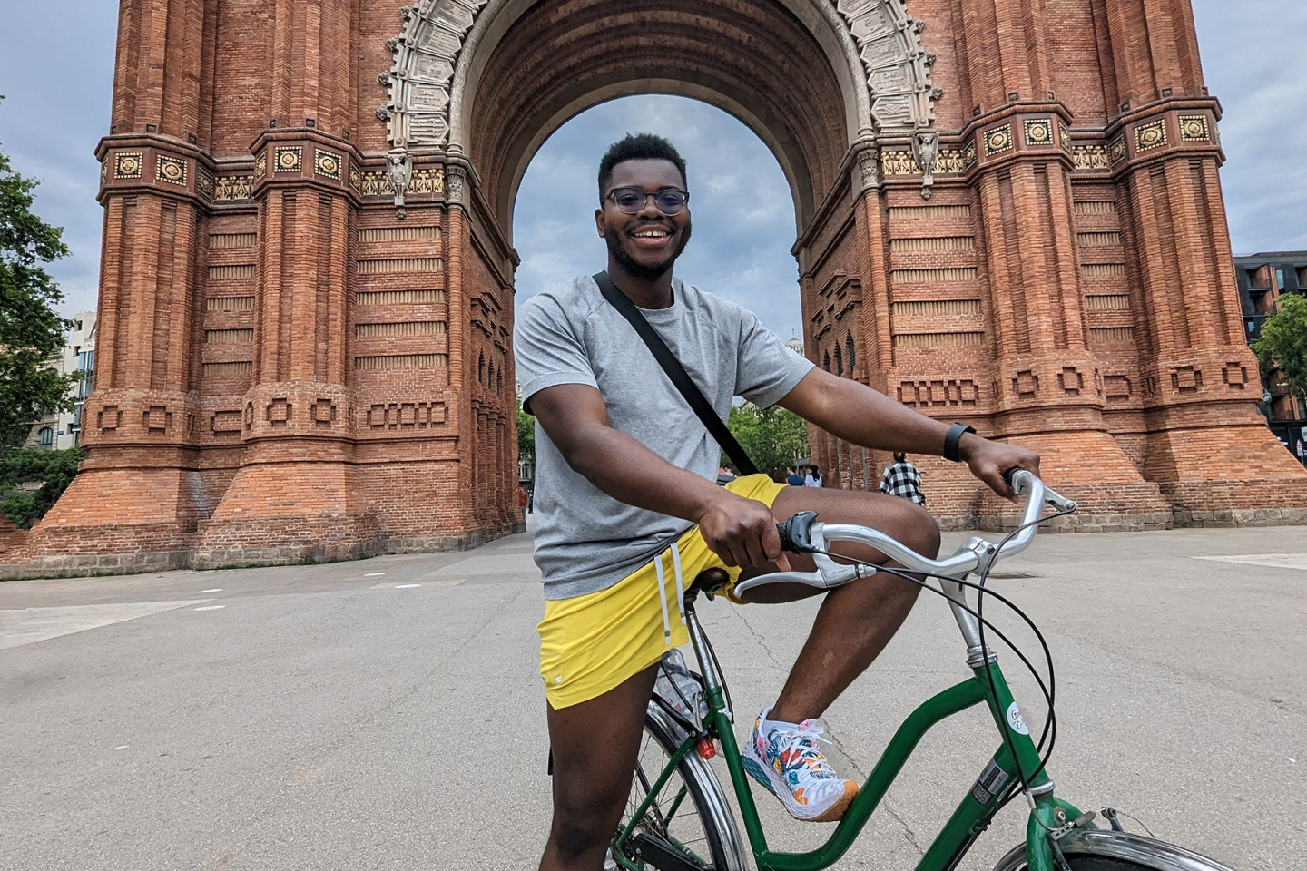 Jacobi Wright shown on a bike during his study abroad trip
