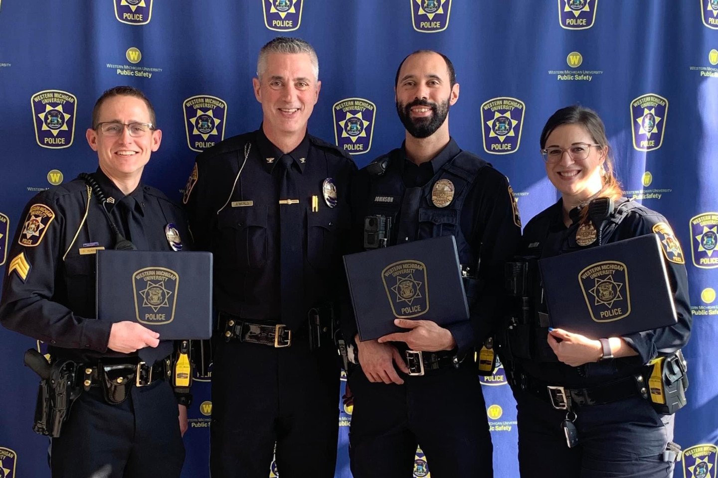 WMU DPS Chief Scott Merlo (second from left) with (from left to right) Sergeant Dustin Hubbell, Officer Charles Johnson and Officer Sara Helmer