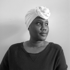 Professional black and white photo of Ama Nyame Mensah