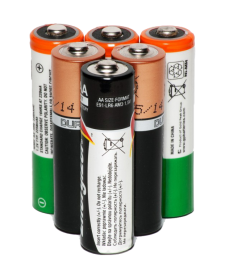 batteries lined up in a pyramid