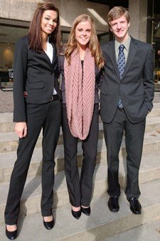 Photo of students Alexa DeVos, Kayla Reinhackel and Brian Curlett.