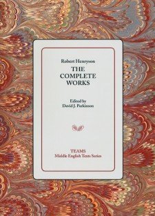 Cover image of Robert Henryson: The Complete Works: the title on a gray background, over an orange mottled background