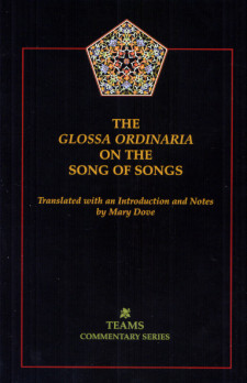 Cover of The Glossa Ordinaria on the Song of Songs: a pentagonal stained-glass design at the top of the cover, with the title in yellow on a black background