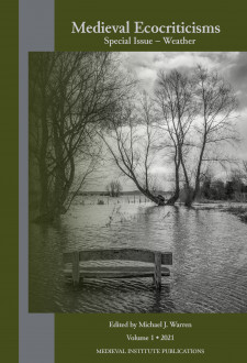 Cover image of Medieval Ecocriticisms, Volume 1 (2021): Special Issue: Weather: A black and white image of trees sticking up through a flooded plain.