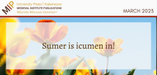 Heading: Sumer is icumen in!, over an image of yellow and orange flowers in front of a bright blue sky