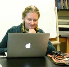 Grad student Katie Foote (NCSU) working on research