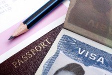 Photo of visa and passport
