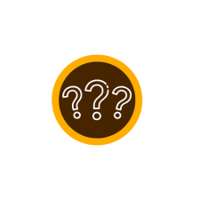 This is a decorative image of three question marks in a line.  The question markes are in white outlines on a brown circle with a thin gold circular band around it in the school colors of W M U.