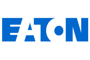 Eaton logo in blue and white.