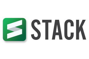 Stack logo in black, blue and white.