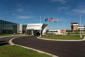An exterior view of the Aviation Education Center.