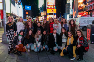 Morehead, second row center, poses with the UofNYFW cohort in Times Square.