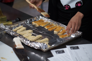 students cook tempeh
