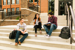 Students sitting on steps 