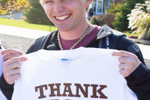 Guy with thank you shirt
