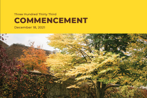 Program cover: Students conversing on a bench on WMU's campus